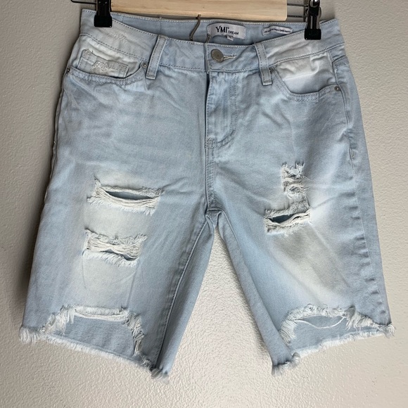YMI Pants - YMI Bermuda Jean Shorts Distressed Light Blue